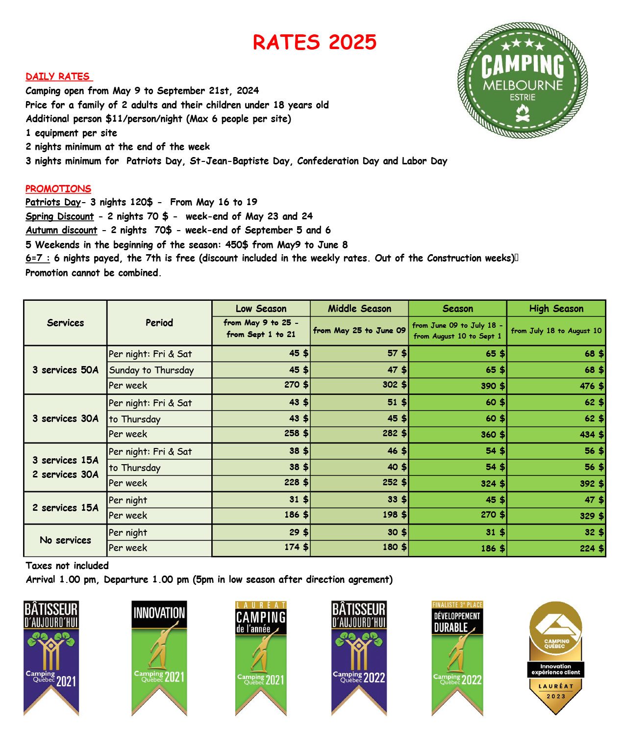 Tarifs 2025 anglais Tarifs 2025 anglais